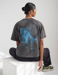 Dark Coastal Graphic Tee — "Follow the Moonlight" Surfer Silhouette T-Shirt