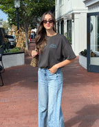 Dark Coastal Graphic Tee — "Follow the Moonlight" Surfer Silhouette T-Shirt